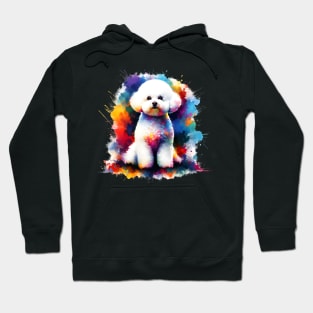 Colorful Bichon Frise in Abstract Splash Art Style Hoodie